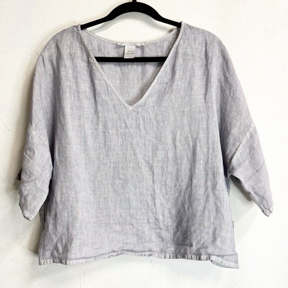 Elemente Clemente 100% European Linen Top Boxy Oversized Women Medium Minimalist